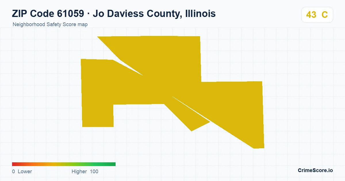 ZIP Code 61059 in Jo Daviess County, Illinois neighborhood Safety Score map