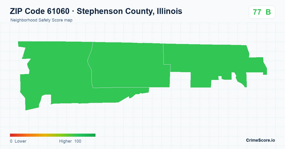 ZIP Code 61060 in Stephenson County, Illinois neighborhood Safety Score map
