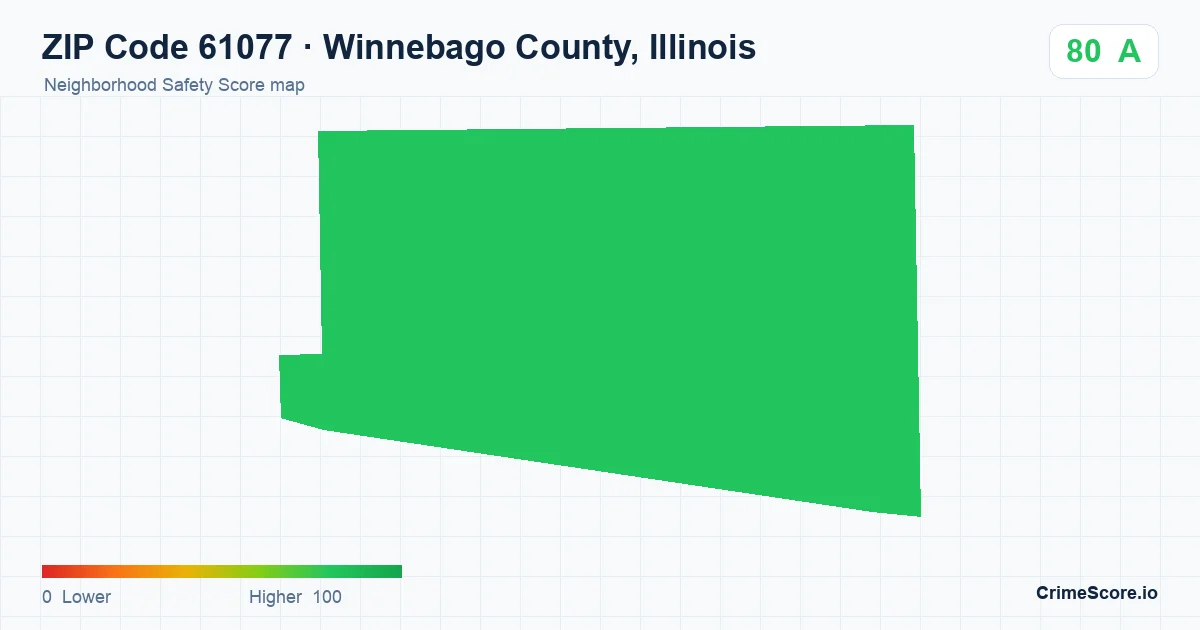 ZIP Code 61077 in Winnebago County, Illinois neighborhood Safety Score map