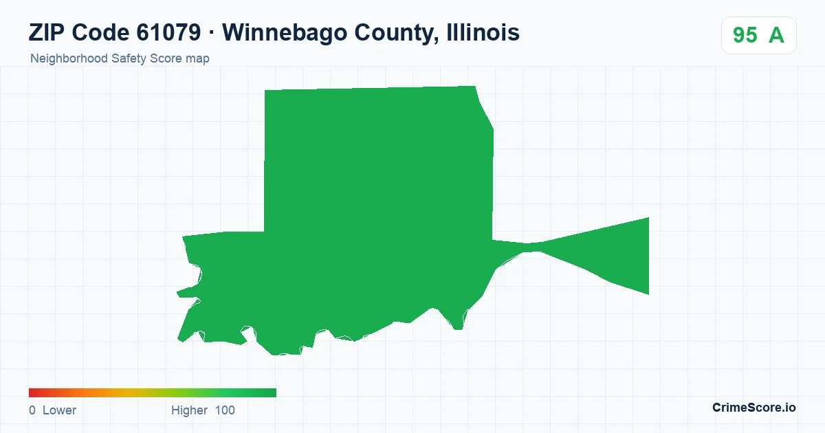 ZIP Code 61079 in Winnebago County, Illinois neighborhood Safety Score map