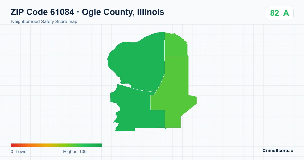 ZIP Code 61084 in Ogle County, Illinois neighborhood Safety Score map