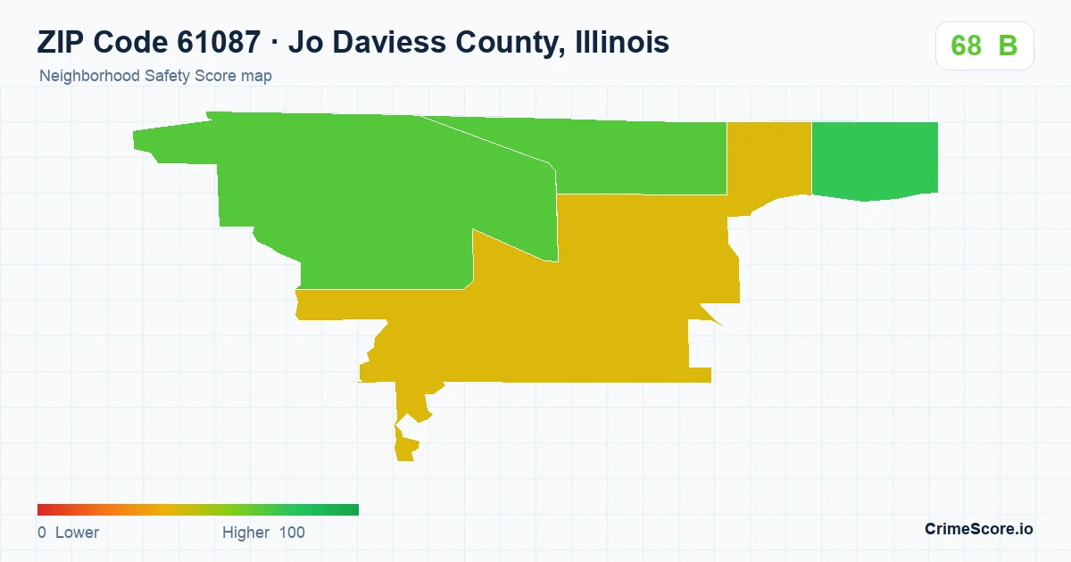 ZIP Code 61087 in Jo Daviess County, Illinois neighborhood Safety Score map