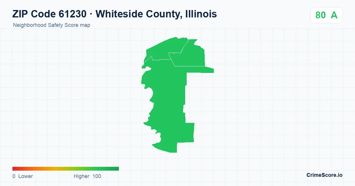 ZIP Code 61230 in Whiteside County, Illinois neighborhood Safety Score map