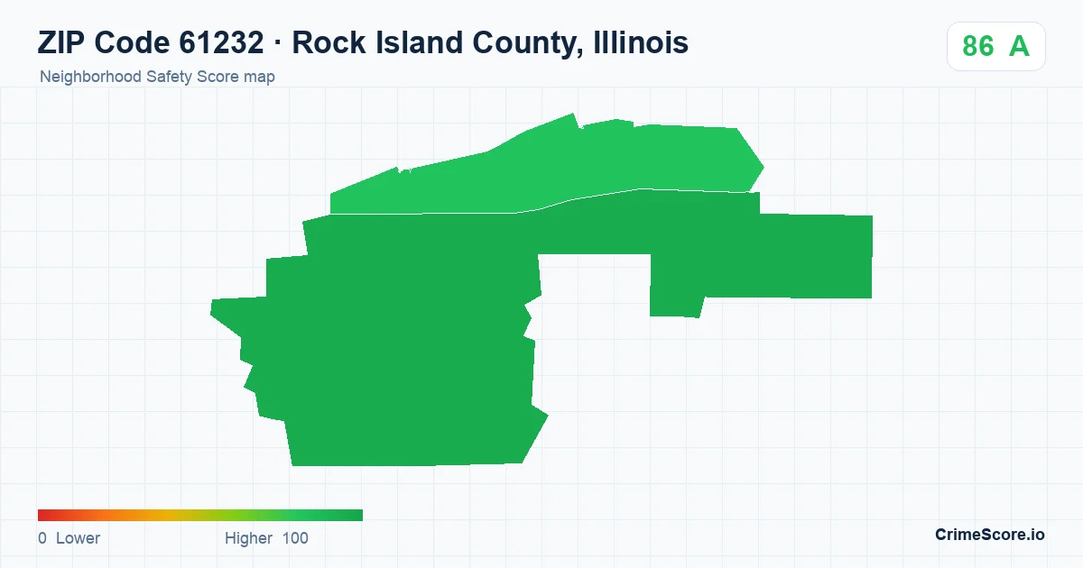 ZIP Code 61232 in Rock Island County, Illinois neighborhood Safety Score map