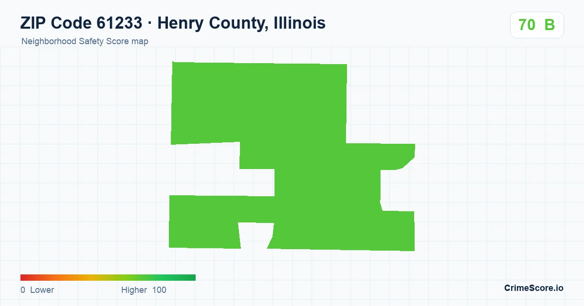 ZIP Code 61233 in Henry County, Illinois neighborhood Safety Score map
