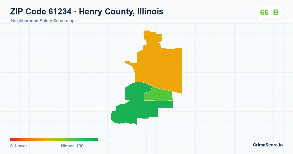 ZIP Code 61234 in Henry County, Illinois neighborhood Safety Score map