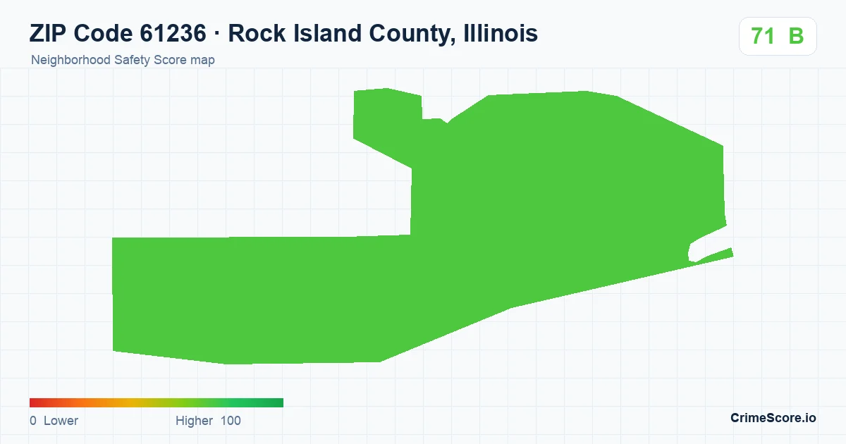 ZIP Code 61236 in Rock Island County, Illinois neighborhood Safety Score map