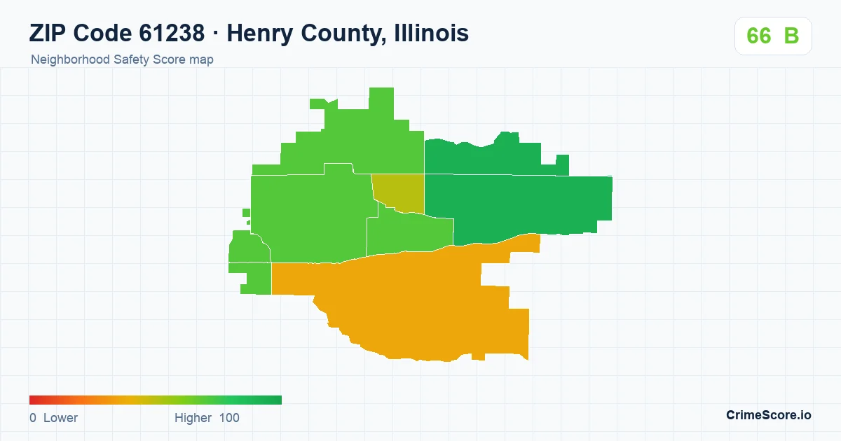 ZIP Code 61238 in Henry County, Illinois neighborhood Safety Score map