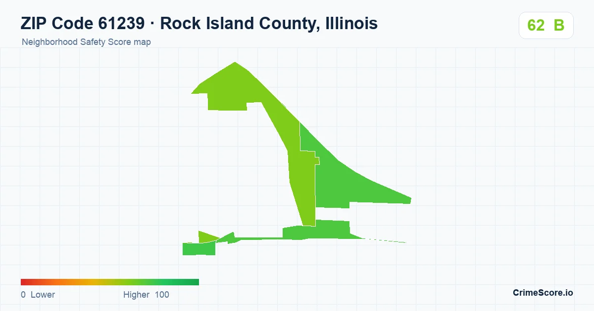 ZIP Code 61239 in Rock Island County, Illinois neighborhood Safety Score map