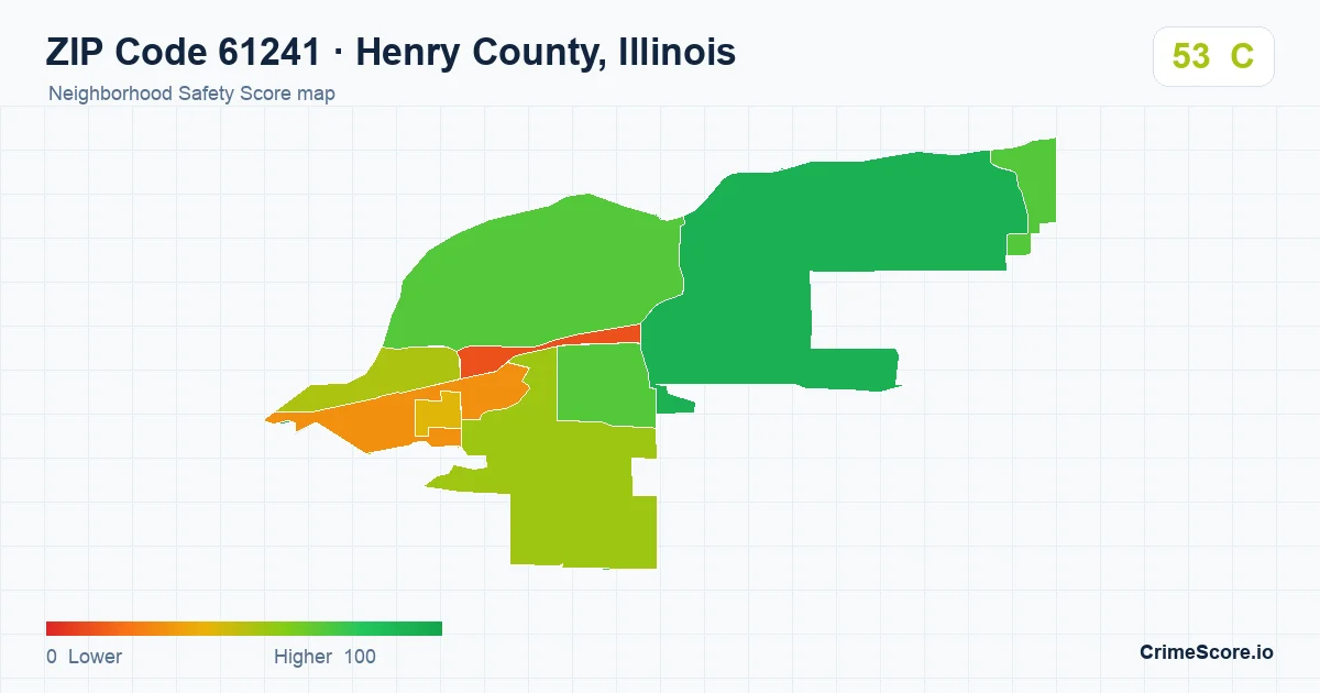 ZIP Code 61241 in Henry County, Illinois neighborhood Safety Score map