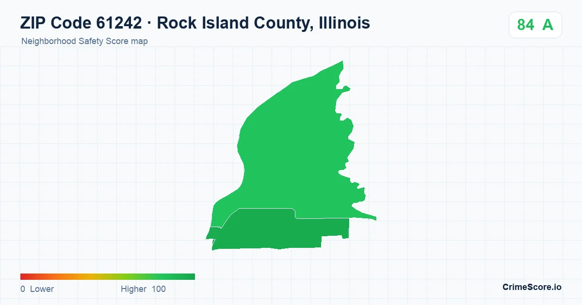ZIP Code 61242 in Rock Island County, Illinois neighborhood Safety Score map