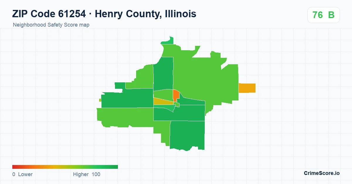ZIP Code 61254 in Henry County, Illinois neighborhood Safety Score map