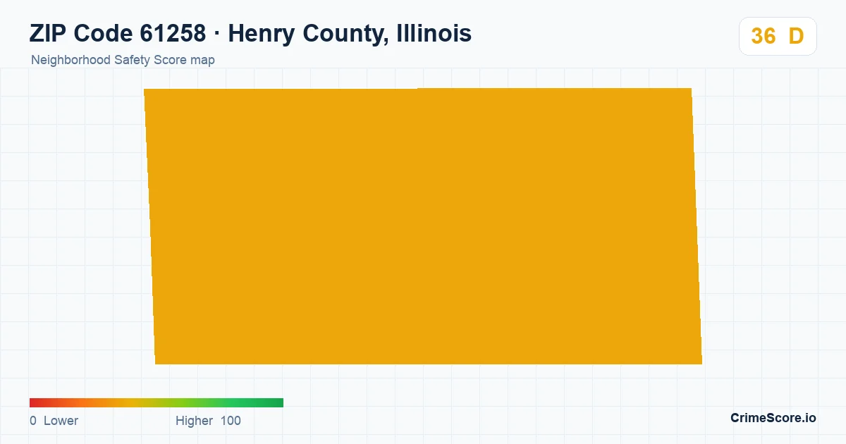 ZIP Code 61258 in Henry County, Illinois neighborhood Safety Score map