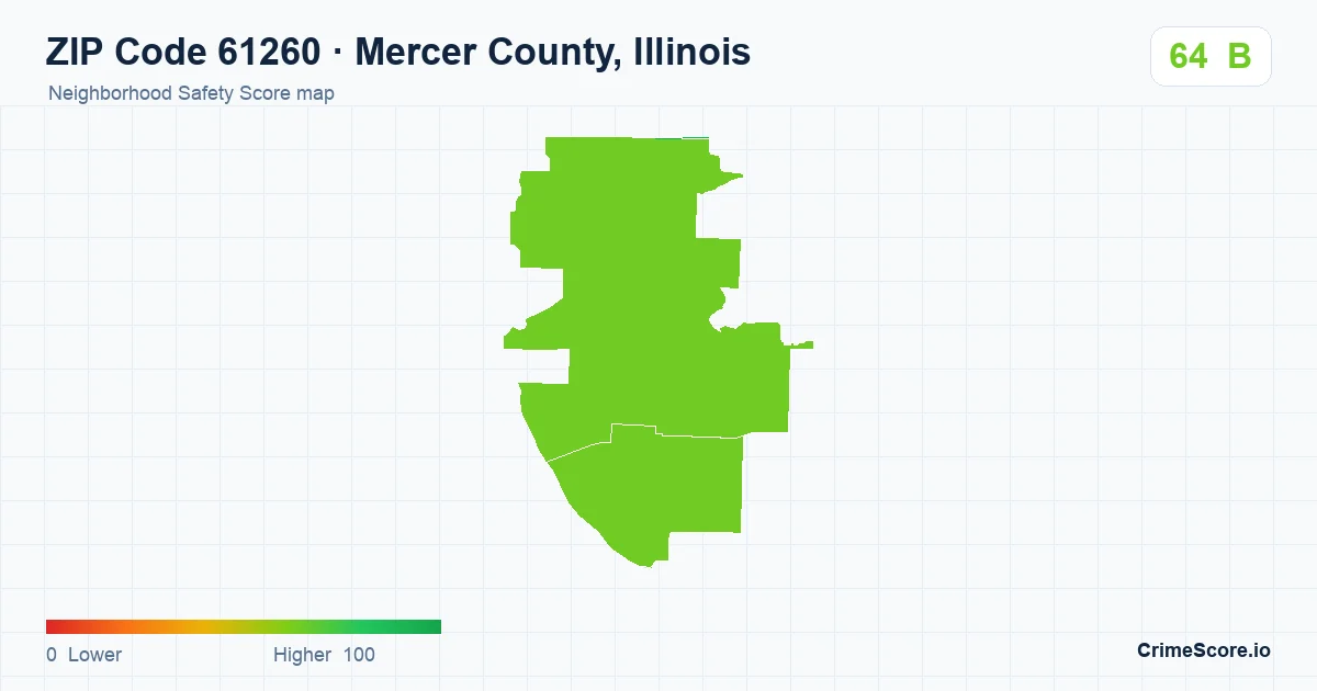 ZIP Code 61260 in Mercer County, Illinois neighborhood Safety Score map