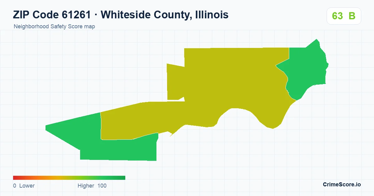 ZIP Code 61261 in Whiteside County, Illinois neighborhood Safety Score map