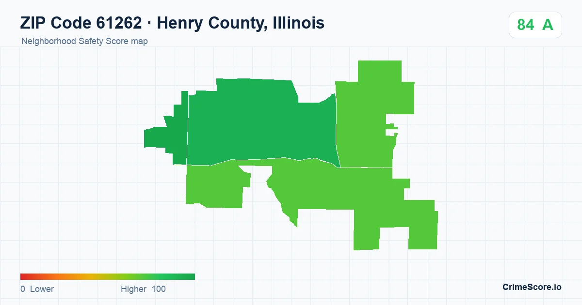ZIP Code 61262 in Henry County, Illinois neighborhood Safety Score map