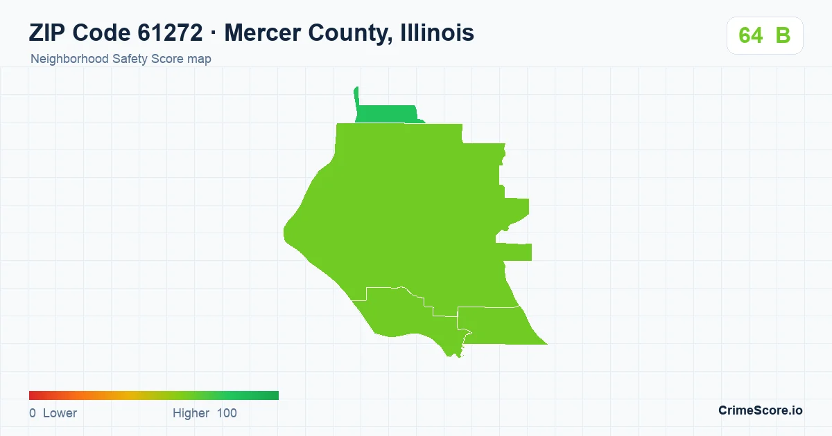 ZIP Code 61272 in Mercer County, Illinois neighborhood Safety Score map