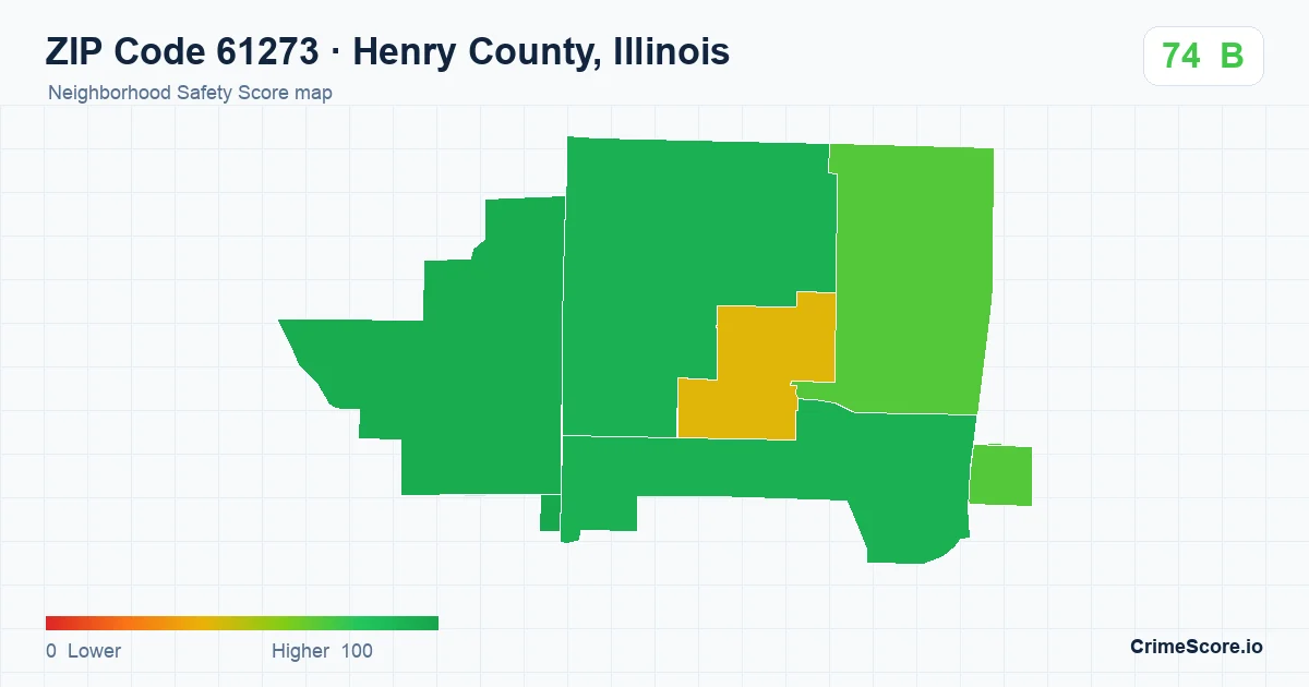ZIP Code 61273 in Henry County, Illinois neighborhood Safety Score map
