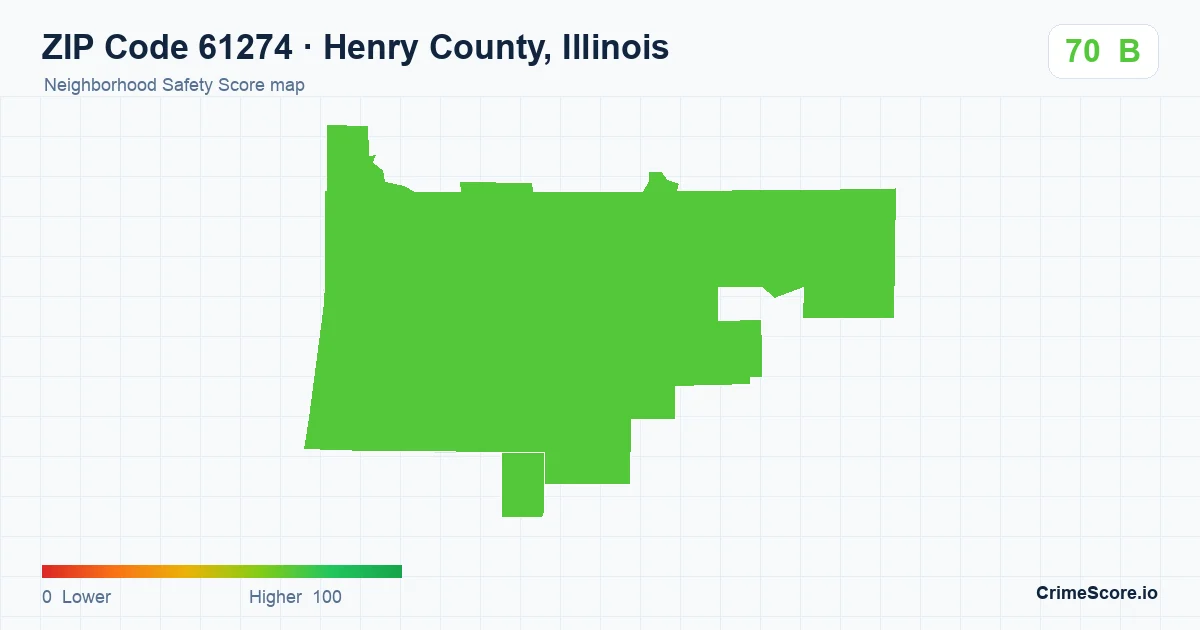 ZIP Code 61274 in Henry County, Illinois neighborhood Safety Score map