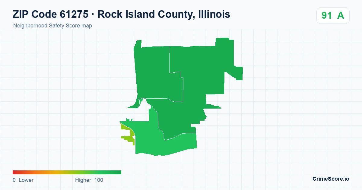 ZIP Code 61275 in Rock Island County, Illinois neighborhood Safety Score map