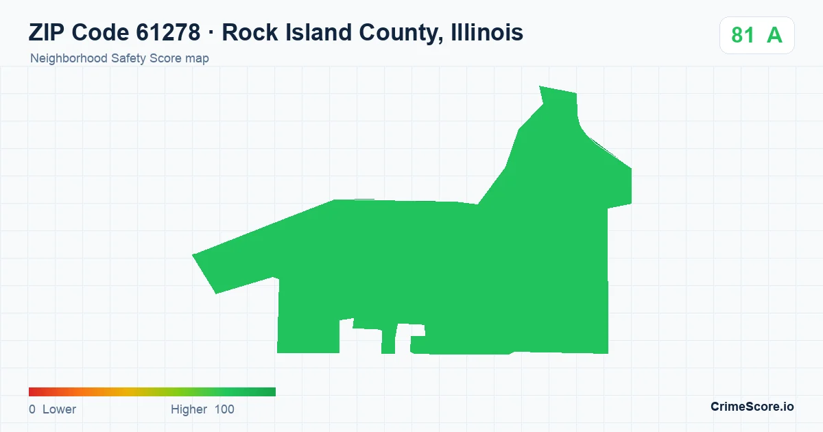 ZIP Code 61278 in Rock Island County, Illinois neighborhood Safety Score map