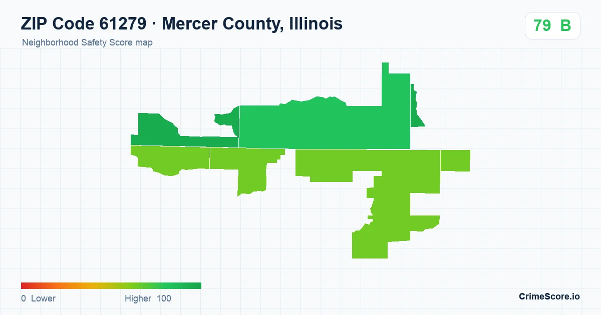 ZIP Code 61279 in Mercer County, Illinois neighborhood Safety Score map