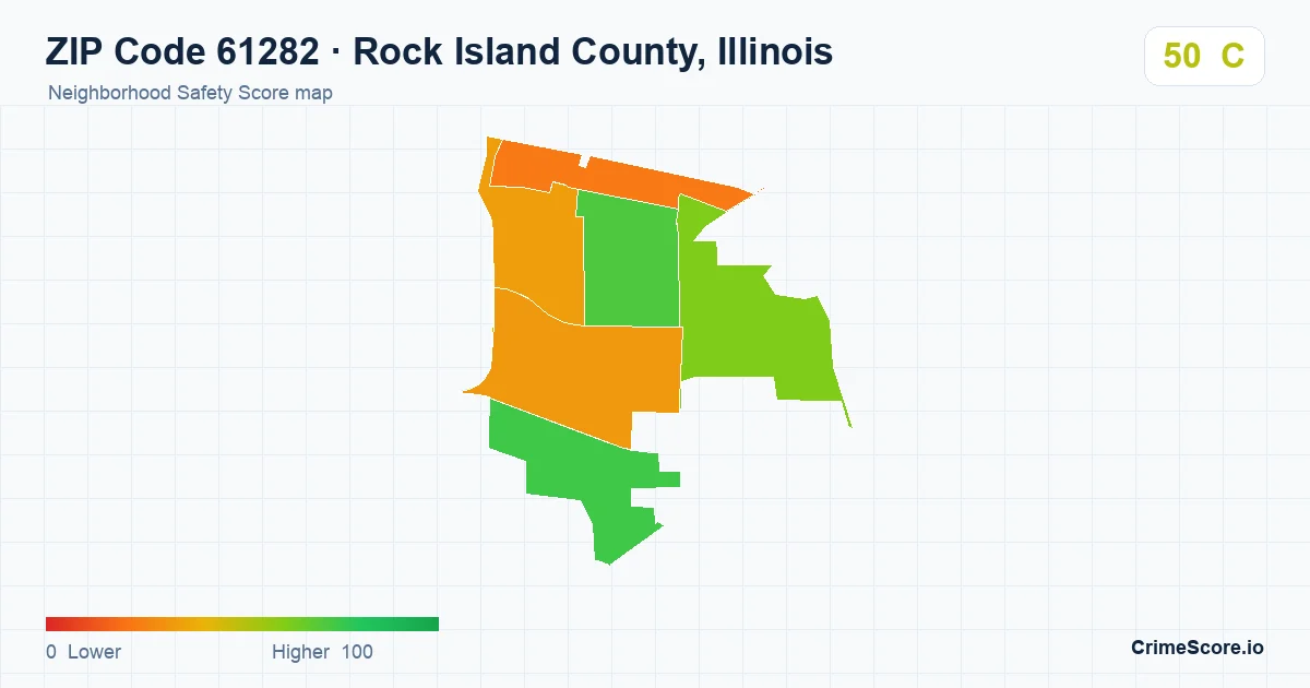 ZIP Code 61282 in Rock Island County, Illinois neighborhood Safety Score map
