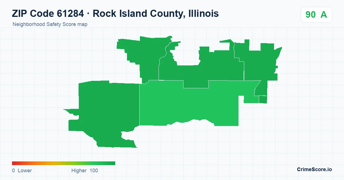ZIP Code 61284 in Rock Island County, Illinois neighborhood Safety Score map