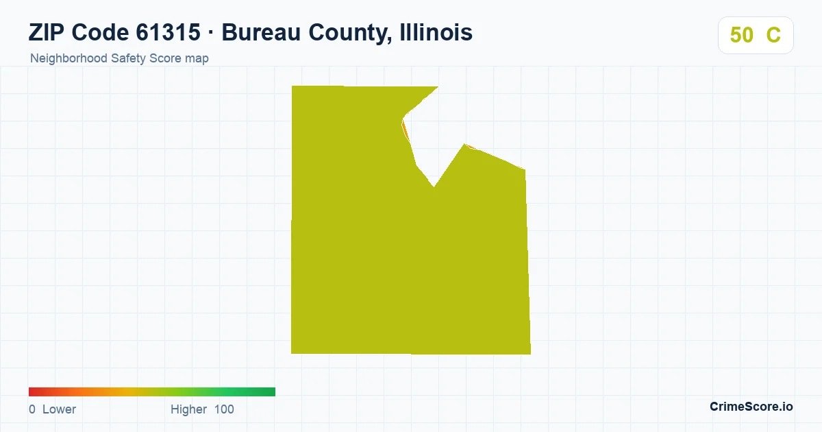 ZIP Code 61315 in Bureau County, Illinois neighborhood Safety Score map