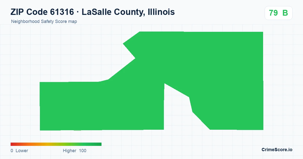 ZIP Code 61316 in LaSalle County, Illinois neighborhood Safety Score map