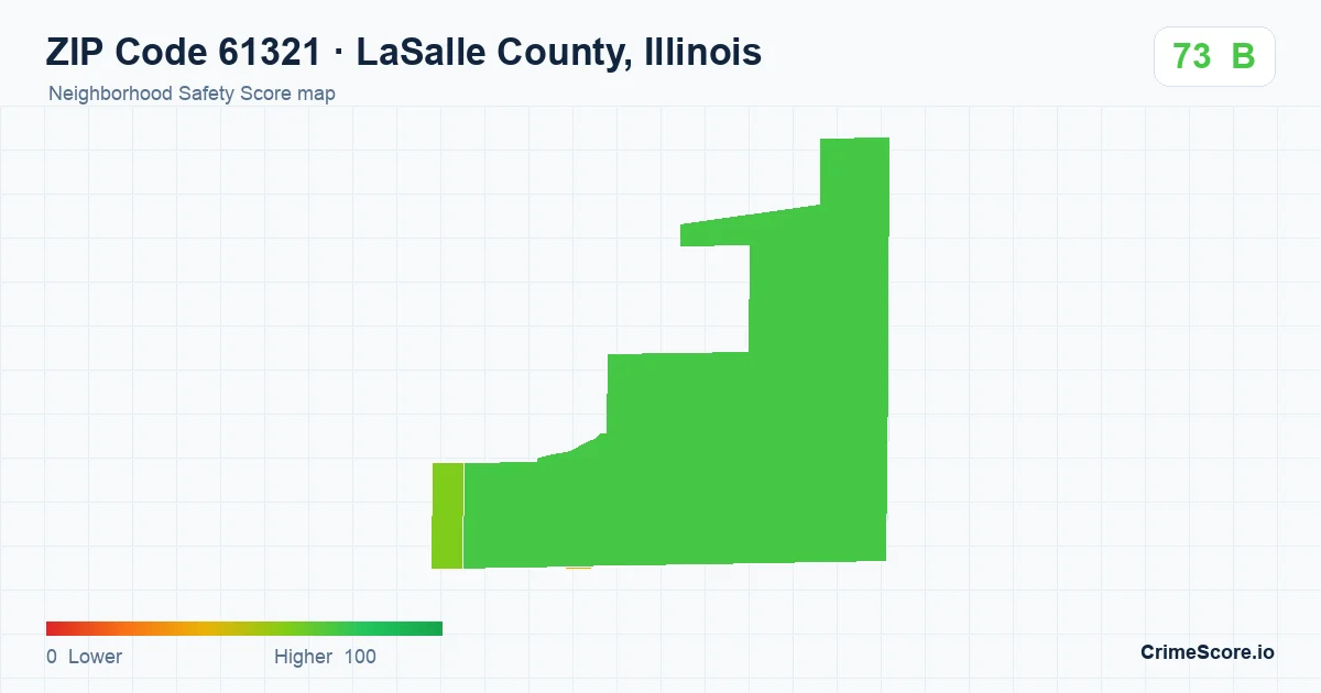 ZIP Code 61321 in LaSalle County, Illinois neighborhood Safety Score map