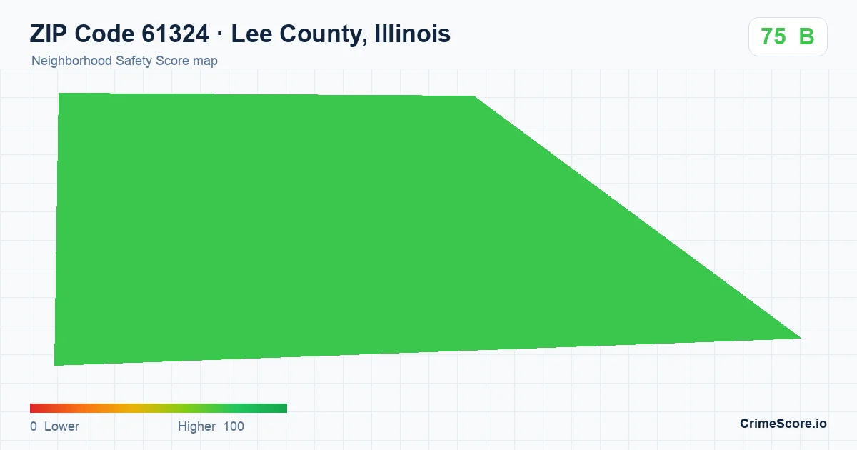 ZIP Code 61324 in Lee County, Illinois neighborhood Safety Score map