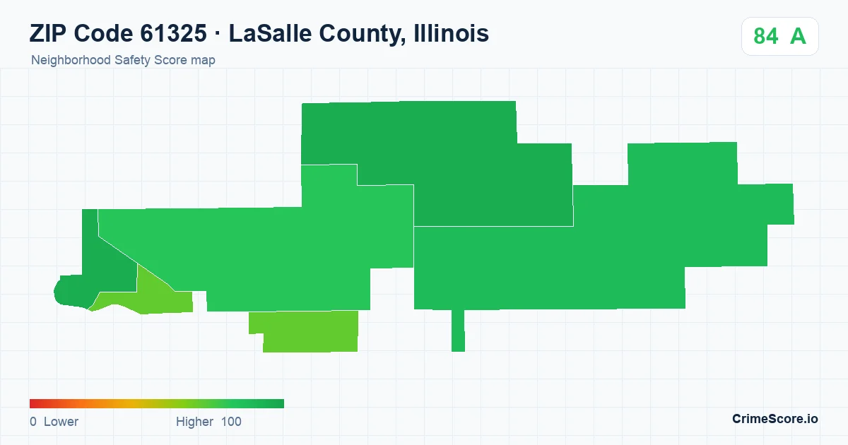 ZIP Code 61325 in LaSalle County, Illinois neighborhood Safety Score map