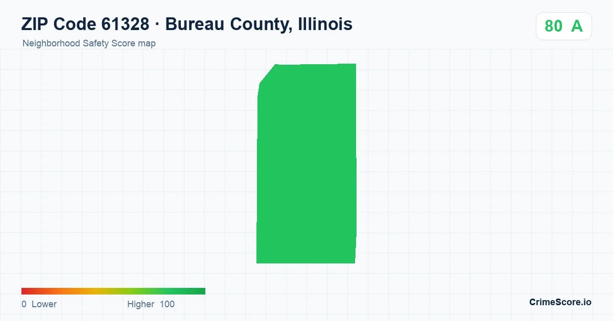 ZIP Code 61328 in Bureau County, Illinois neighborhood Safety Score map