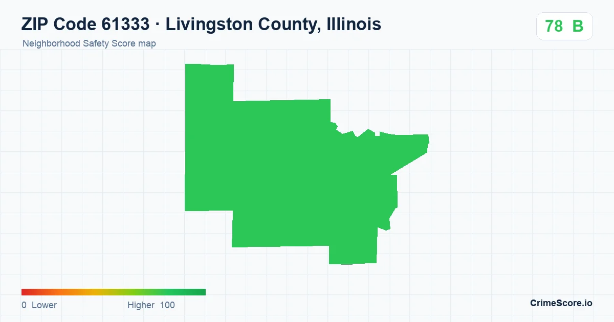 ZIP Code 61333 in Livingston County, Illinois neighborhood Safety Score map