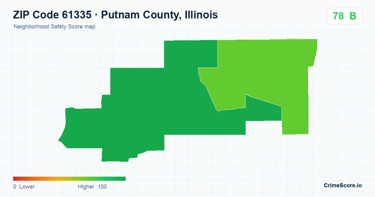 ZIP Code 61335 in Putnam County, Illinois neighborhood Safety Score map