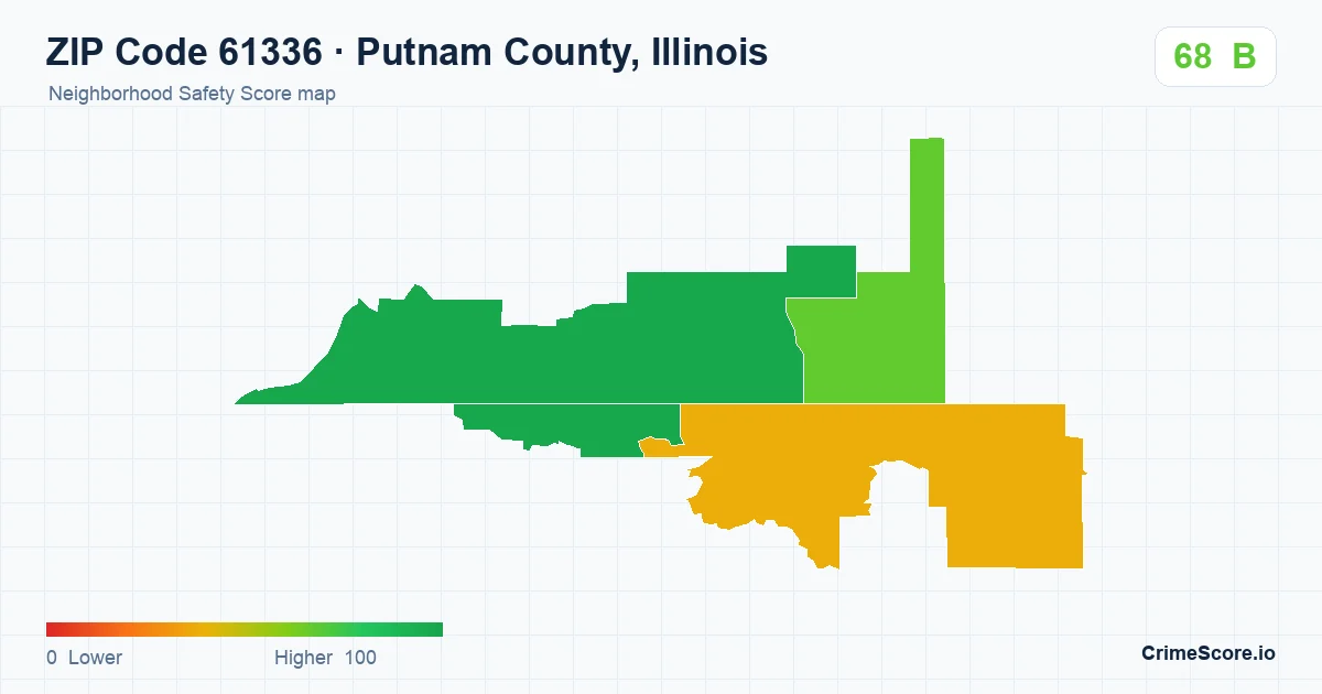 ZIP Code 61336 in Putnam County, Illinois neighborhood Safety Score map