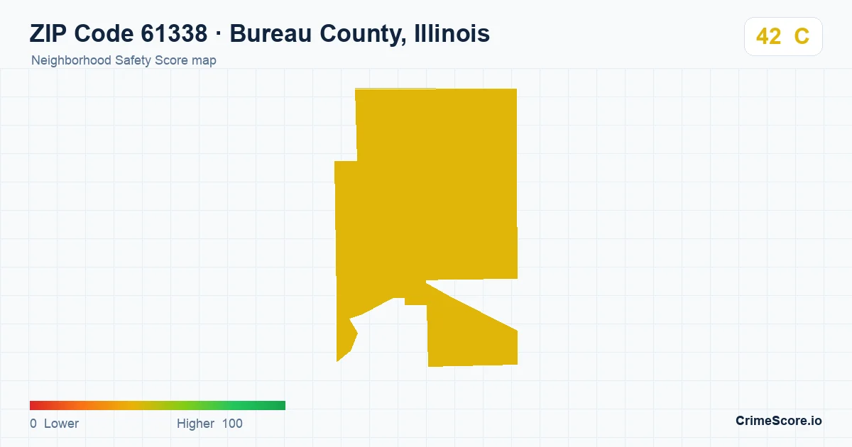 ZIP Code 61338 in Bureau County, Illinois neighborhood Safety Score map