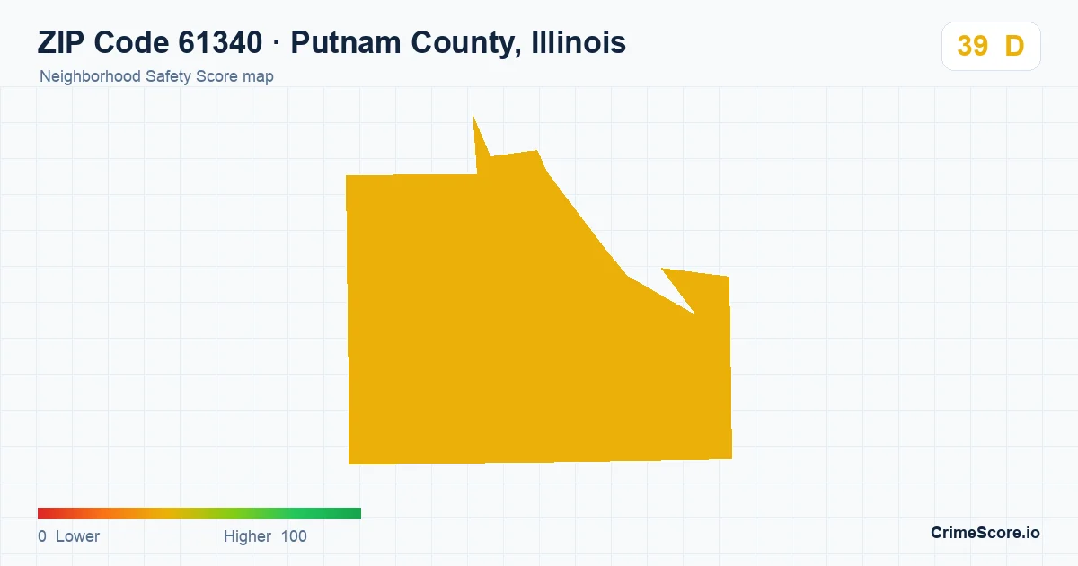 ZIP Code 61340 in Putnam County, Illinois neighborhood Safety Score map