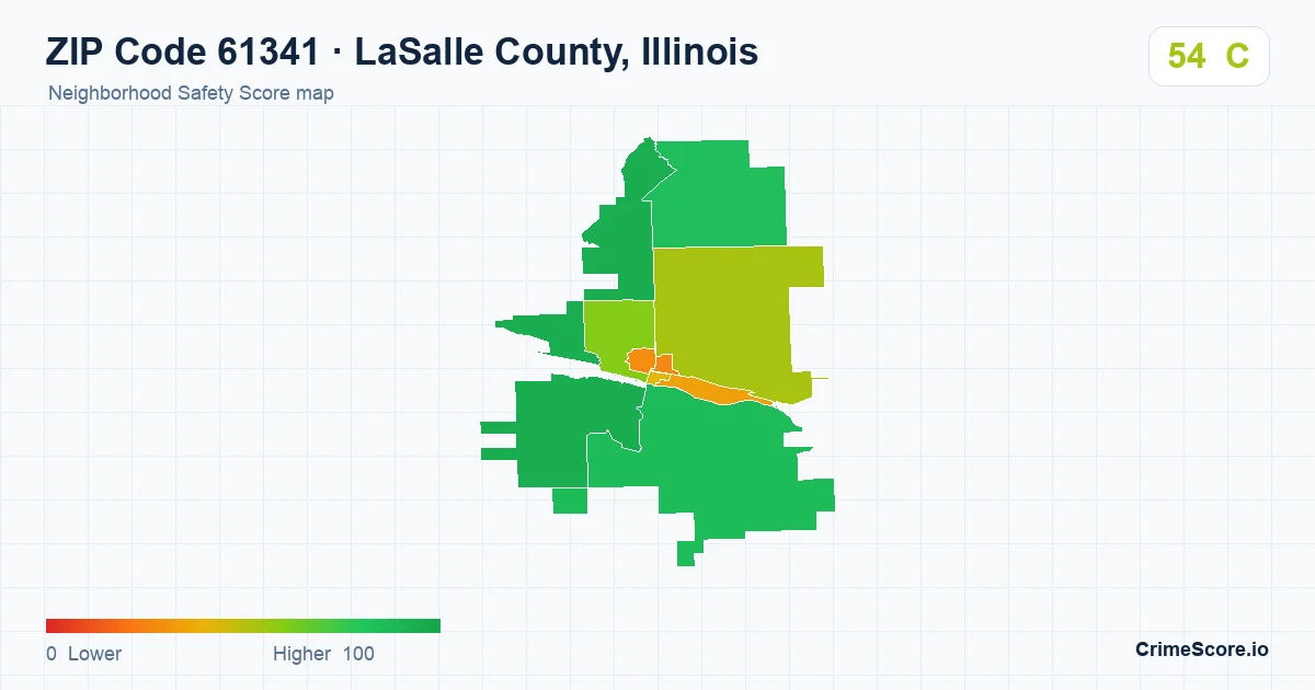 ZIP Code 61341 in LaSalle County, Illinois neighborhood Safety Score map