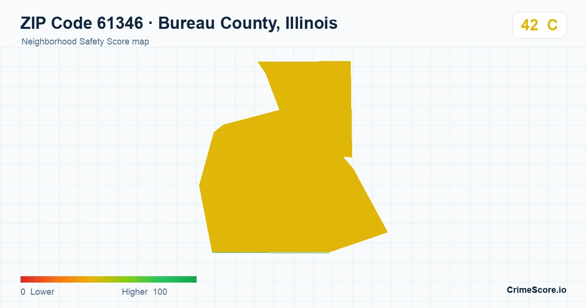 ZIP Code 61346 in Bureau County, Illinois neighborhood Safety Score map