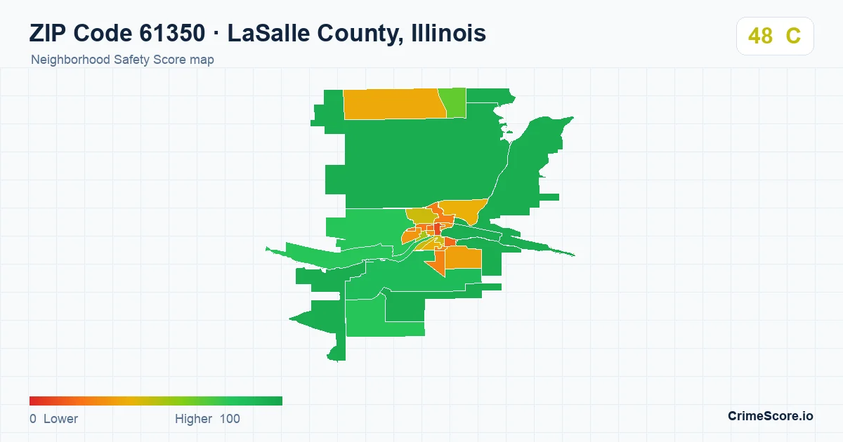 ZIP Code 61350 in LaSalle County, Illinois neighborhood Safety Score map