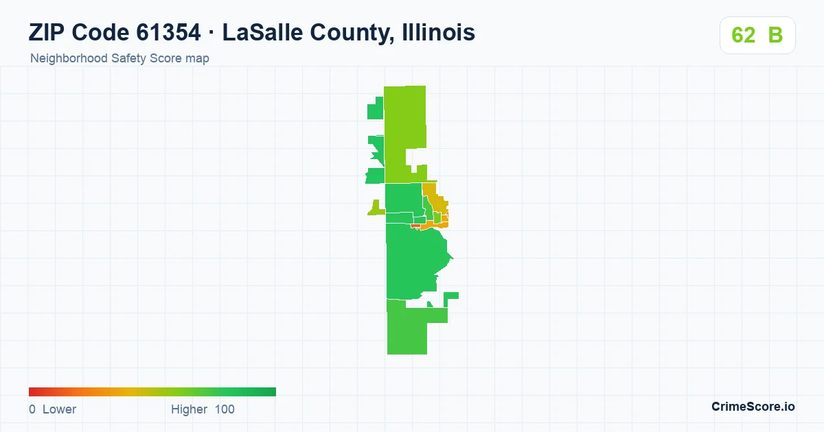 ZIP Code 61354 in LaSalle County, Illinois neighborhood Safety Score map