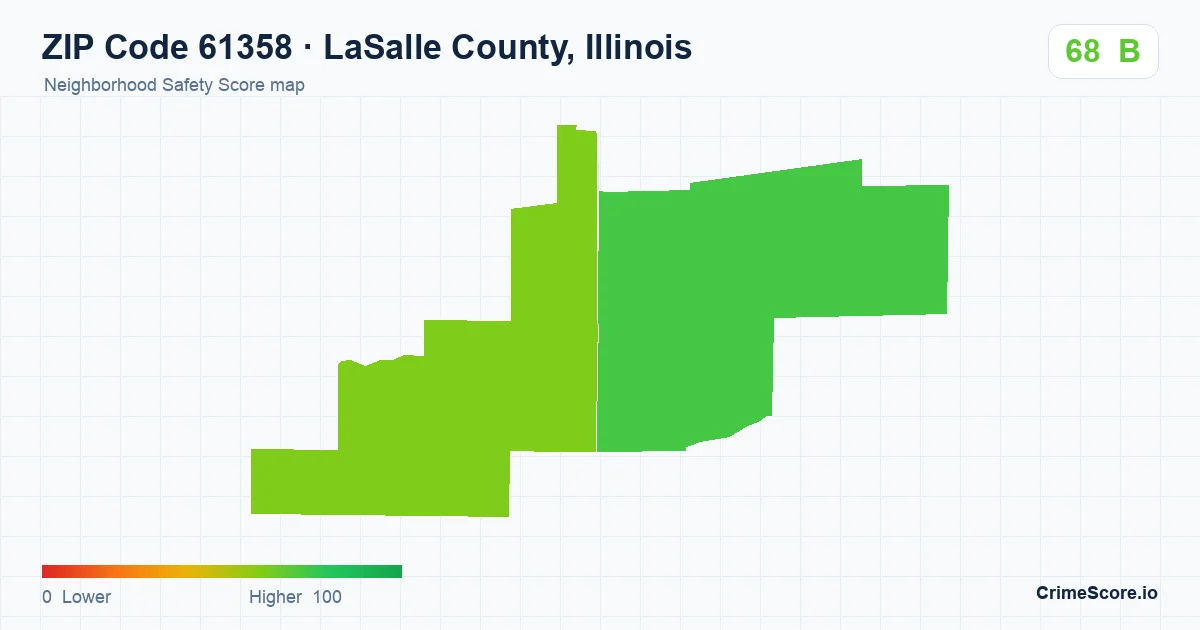ZIP Code 61358 in LaSalle County, Illinois neighborhood Safety Score map