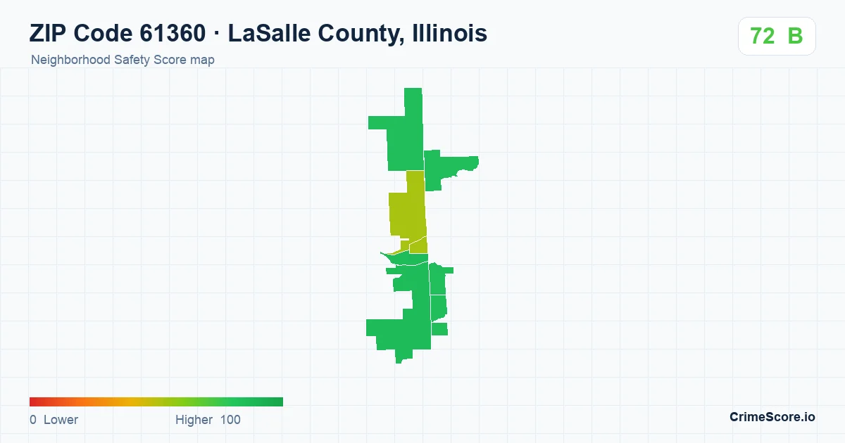 ZIP Code 61360 in LaSalle County, Illinois neighborhood Safety Score map