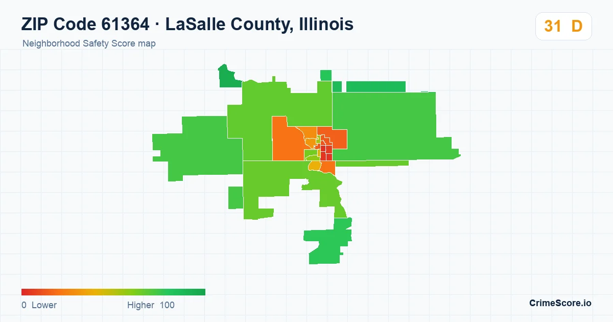 ZIP Code 61364 in LaSalle County, Illinois neighborhood Safety Score map