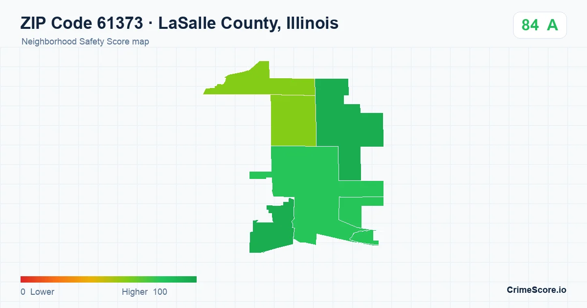 ZIP Code 61373 in LaSalle County, Illinois neighborhood Safety Score map