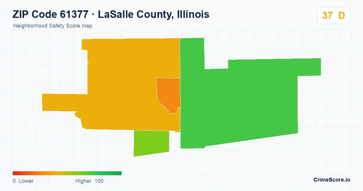 ZIP Code 61377 in LaSalle County, Illinois neighborhood Safety Score map