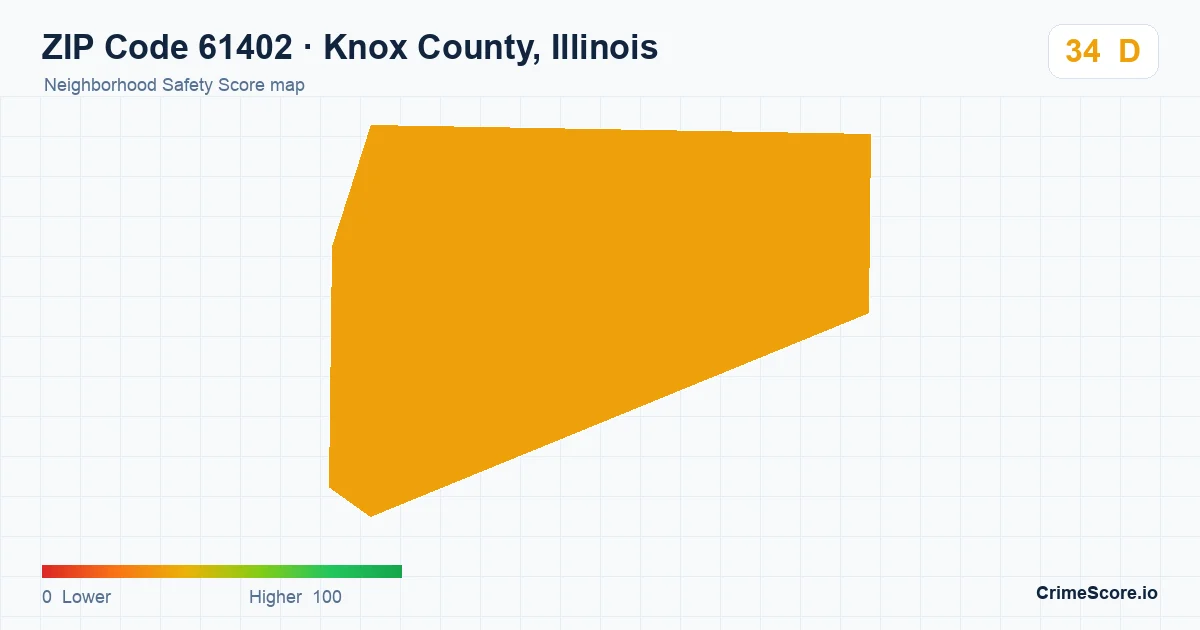 ZIP Code 61402 in Knox County, Illinois neighborhood Safety Score map