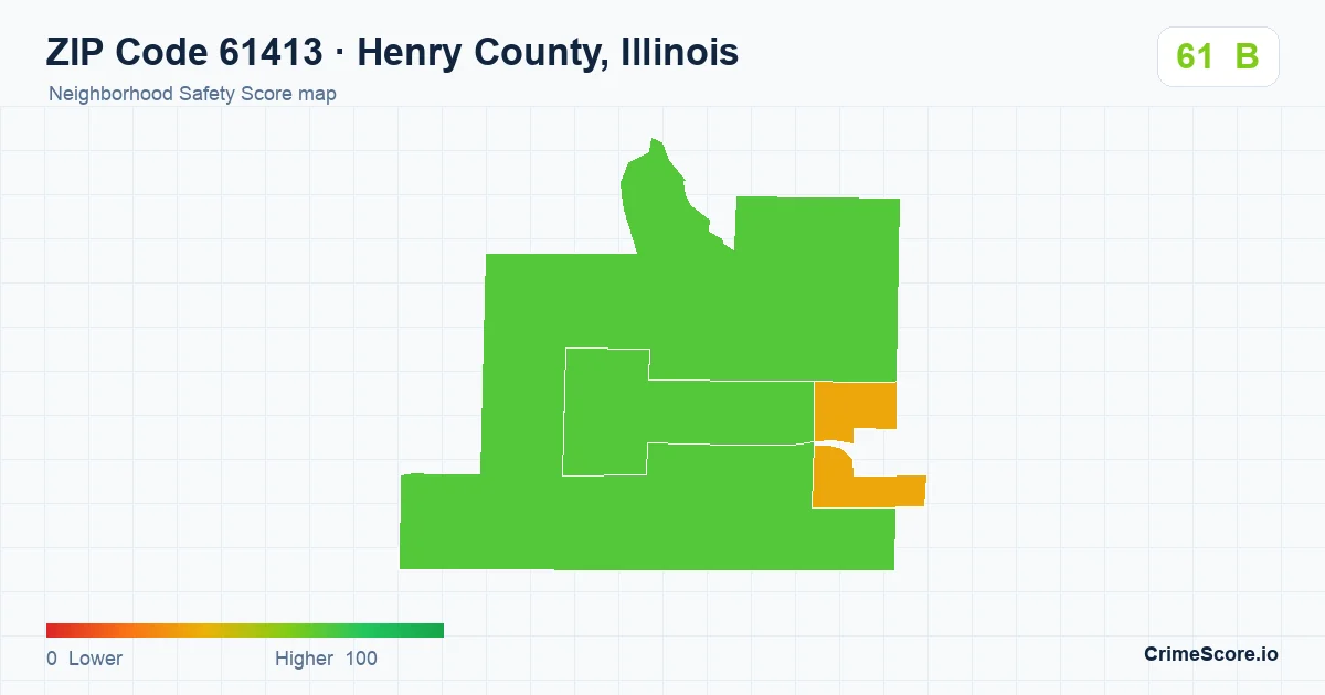ZIP Code 61413 in Henry County, Illinois neighborhood Safety Score map